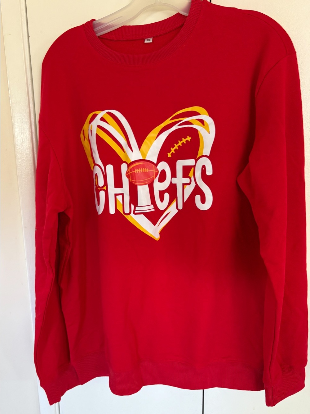 Red Women's Crewneck Sweater Kansas city chiefs fall football.
